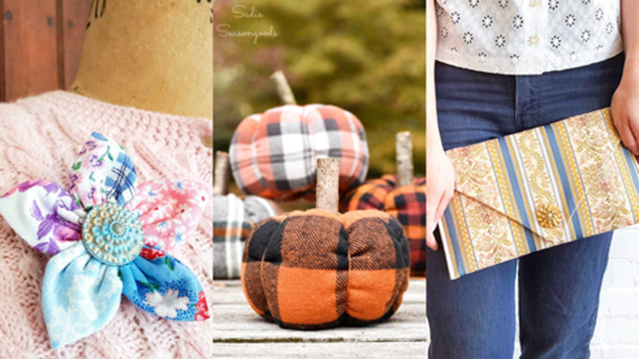 Teen sewing scrunchie and handmade skirt for DIY fashion project